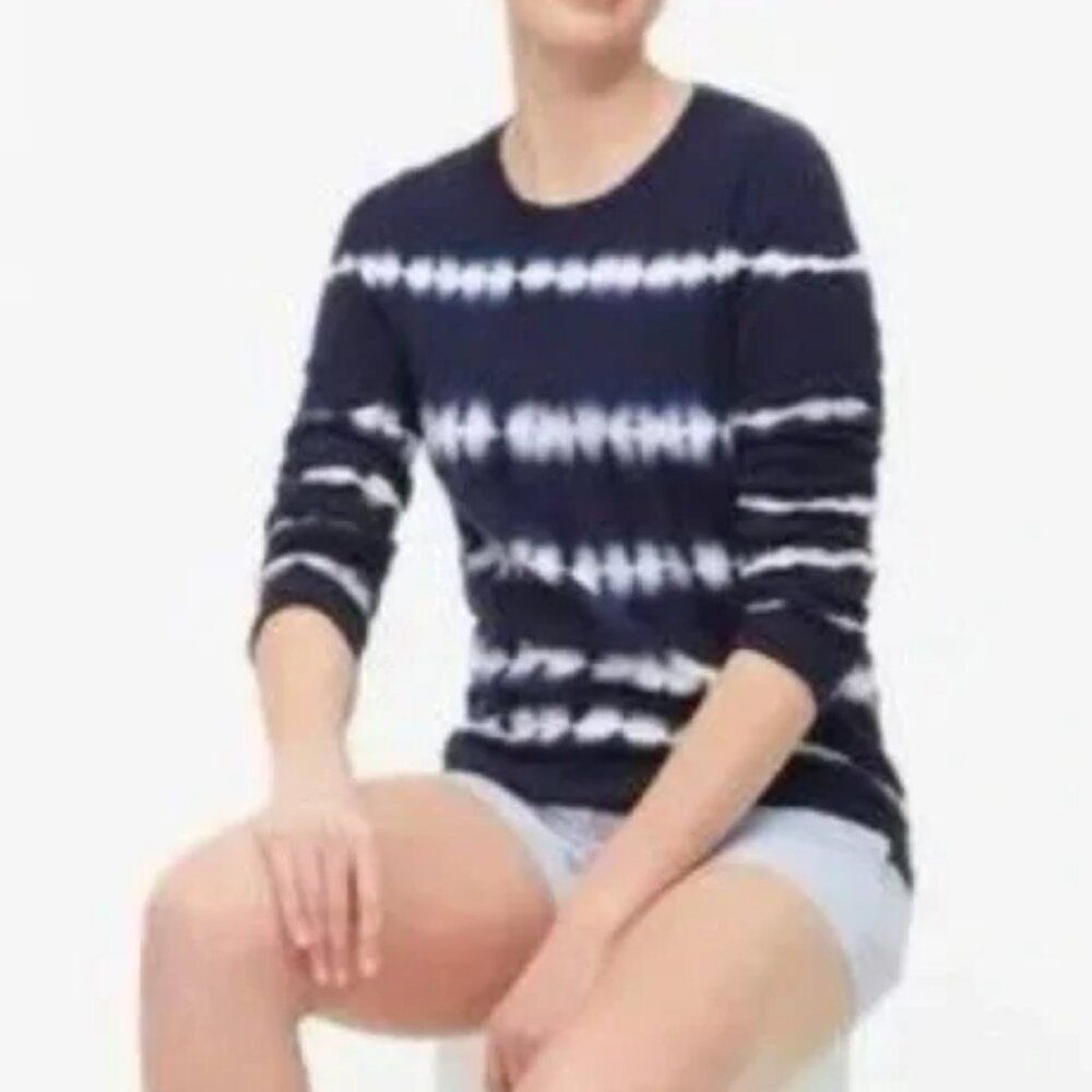 J. Crew Navy Tie Dye Teddie Knit Top Lightweight Sweater Medium/Large